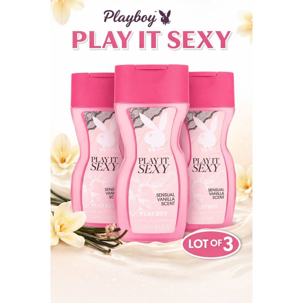 Playboy Play‎ It Sexy Vanilla Shower Gel Body Wash 250ml Lot of 3